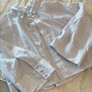 Striped Flared Sleeve Button Down Shirt